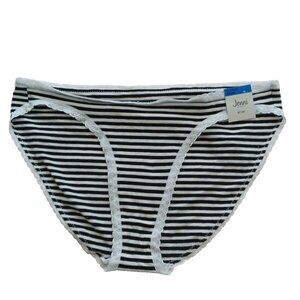 NWT JENNI Bikini Panty Size XL Striped W/ Lace Detail Cotton Blend